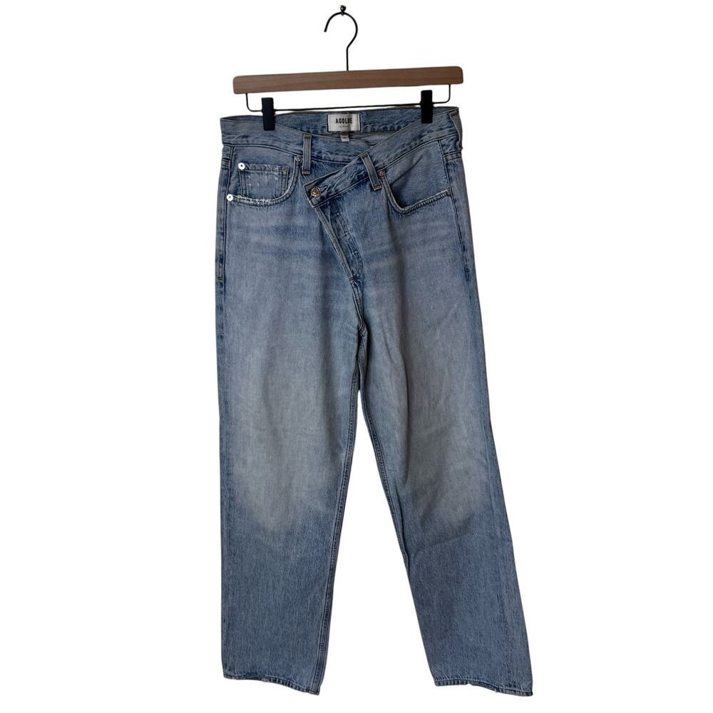 AGOLDE Criss Cross High Rise Wide Leg Blue Jeans Size 27 in Light Denim